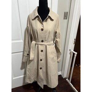 Womens Jovonna Tan Khaki Overcoat Trench Coat Size Medium